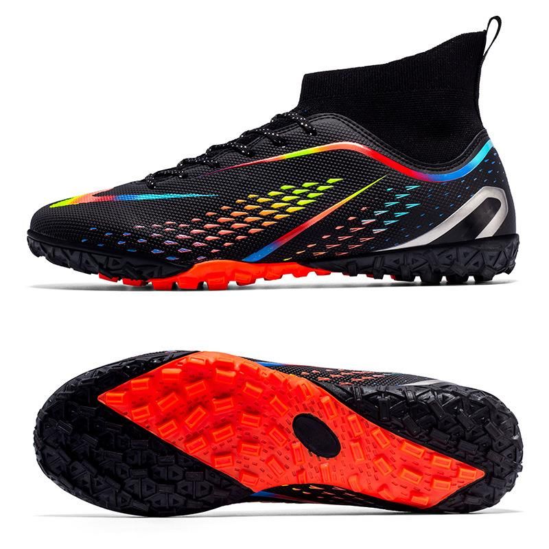 Children's Soccer TF Studded Long Spike High-top Breathable Youth Training Adult Competition Shoes Non-slip_vogvips.com