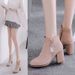 2023 Women's Short Spring And Single Boots High Thick Heels Cotton Winter Black Shoes Autumn_vogvips.com