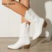 Vintage Pink Cowboy Boots For Women - Pointed Toe Embroidered Mid-Calf Boots With Chunky Heel (Wide Width Available)_vogvips.com