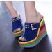 Women’s Shoes New High Heels Platform Shoes Genuine Leather Fish Mouth Slippers Color Matching Rainbow Shoes Waterproof Platform Wedge Sandals_vogvips.com