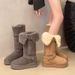 The Tall Tube Can Be Folded Over For Two, And The Thickened Thermal Cotton Shoes Are Medium And Long Boots For Women's Fur And Integrated Snow Boots._vogvips.com