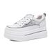 Women's Sneakers With 8CM Hidden Heel, Platform Thick Sole, 2026 Spring Genuine Leather Versatile Breathable Mesh White_vogvips.com