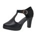 plus Size Retro Style Women's High Heels Pointed Toe Chunky Heel Hollowed Out Professional Single Shoes_vogvips.com