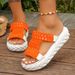 Large Thick Soled Lightweight Woven Slippers For Women's New Casual Yarn Round Headed Roman Sandals_vogvips.com