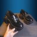 British Style Loafers Women, Black Thick-Soled Leather Shoes, Spring 2025 New Versatile Slip-On Flats With Hidden Wedge_vogvips.com