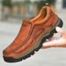 Men's Leather Shoes Large Size Outdoor Casual Thick Sole Non-Slip Soft Sole Slip-On Men's Leather Hiking Shoes_vogvips.com