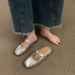 P5 Silver Flat-bottomed Baotou Half-slippers Outside Wear 2023 Summer New Mother Mary Jane Muller Ladies Sandals Single Shoes_vogvips.com