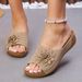 2025 Spring/Summer New Style Slope Heel Open Toe Outerwear Slippers For Women, Cool Drag, Large Size Women's Shoes_vogvips.com