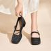 New Chinese Mary Jane Single Shoes Jacquard National Style With Skirt Round Head Pearl One-word Belt Single Shoes_vogvips.com