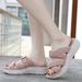 2025 Casual Summer Wedge Sandals Women Solid Color Breathable Round Toe Shoes Slip On Hook Loop Beach Outside Office_vogvips.com