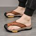 Fashion Classic Four Seasons Top Layer Cowhide Large Size Herringbone Outdoor Room Men's Cool Slippers_vogvips.com