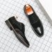 Euro Step Spring And Autumn New British Business Formal For Men, Patchwork Trendy Brogue Carved Pointed Casual Leather Shoes_vogvips.com