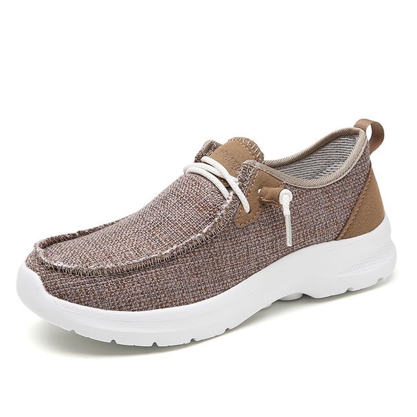 New Thick-Soled Lightweight Couple Style Outdoor Hiking Breathable Canvas Loafers Large Size Men's Slip-On Shoes_vogvips.com