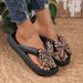 Summer Women Comfort Flip-Flop Leopard Bow Soft Thick-Soled Cloud Slippers Travel Vacation Beach Shoes New Women Sandals_vogvips.com