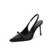 2025 New Spring French Style Small Fragrant High Heels And Headless Sandals For Women, Butterfly Knot, Fine Heel,_vogvips.com