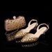 Women's Shoes sandals with stilettos and pointed toes, crystal glass flowers, champagne gold, banquet evening bag combination women's shoes_vogvips.com