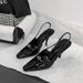 Chen Xiaofan Peep Sandals For Women 2022 New Style Thin Square Toe Hollow Sexy Black Patent Leather Cat Heel High Heels_vogvips.com