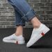 Men's Little White Shoes Two-layer Leather Large Size Trendy Sneakers Breathable Lace-up Board Shoes Men_vogvips.com