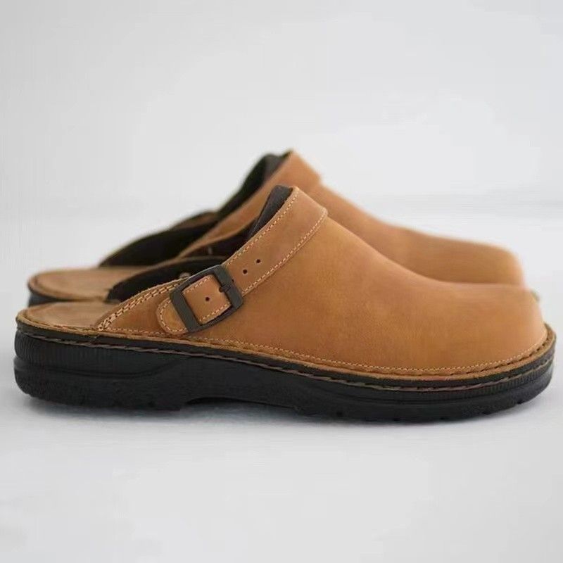 Women's Flat Sandals With Open Back And Shallow Mouth Casual 48 Large Size Slippers_vogvips.com
