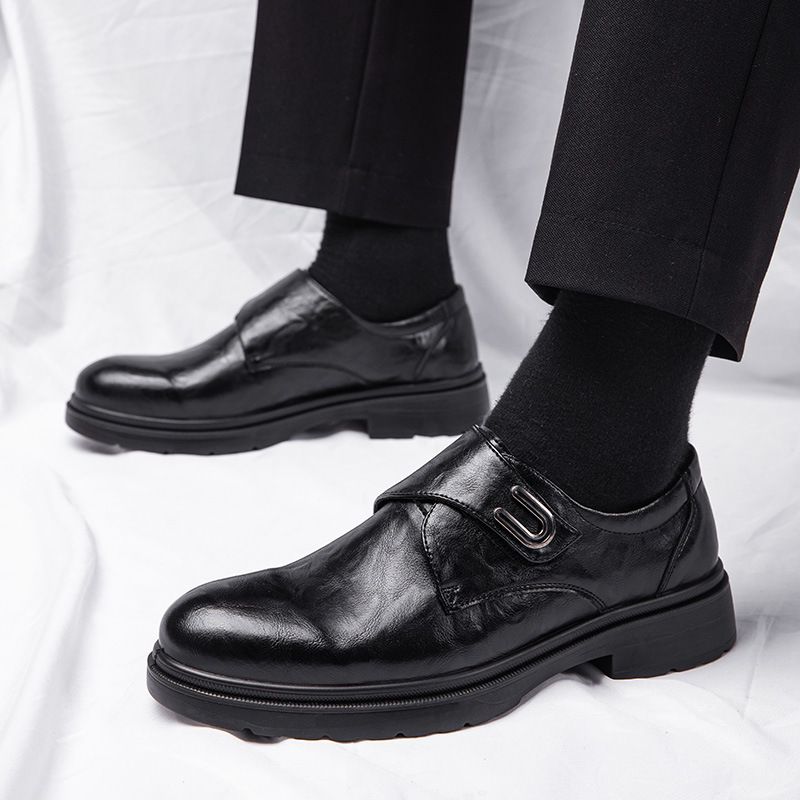 Unbeatable Quality Men's 2025 Spring New Genuine Cowhide One Foot Stepping Wedding Groom's Men's Casual Leather Shoes British Style_vogvips.com
