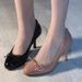 6682-2 French Retro Style Bowknot Stiletto High Heels Women Patent Leather Shiny Slip-On Round Toe Shallow Mouth Pumps_vogvips.com