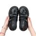 Women's Black Patent Leather Thick-Soled Mary Jane 6cm Chunky Heel Buckle Strap Bow Lolita Single Shoes_vogvips.com