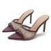 Summer Women's Stunning Thin Rhinestone Heel Slippers To Match Dresses Pointed Toe High Heels Fashionable And_vogvips.com