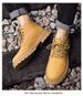 Big Yellow Boots Martin Boots Fleece Thermal Short Boots Medium Tube Large Size Boots Leather Splicing Casual Boots_vogvips.com