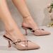 2025 Summer New French Style Women's Closed-Toe With One-Strap, Shallow High Heels, Pointed Toe, Thin Heel, Backless_vogvips.com