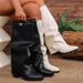 Plus Size Pointed Toe High Heel Over The Knee Boots For Women, Chunky Heel & Folded Design, Winter & Autumn Fashion Boots, Size 36-43_vogvips.com