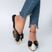 Flat 2025 Spring New Versatile Pointed Toe Single Shoes Soft Sole Bow Slippers Women's Rhinestone Sandals_vogvips.com