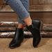 Retro Women's Ankle Boots With Side Zipper Mid Heel Chunky Chelsea Boots Plus Size Autumn New Style_vogvips.com