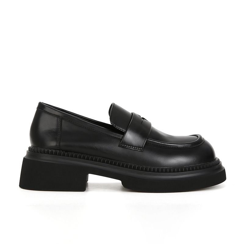 Leather Small Leather Shoes Platform Sole One-pedal Loafers British Commuter Single Shoes Jk Shoes_vogvips.com
