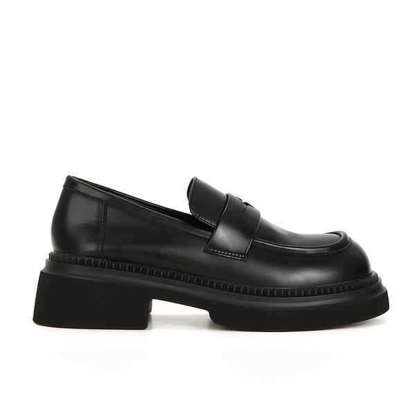 Leather Small Leather Shoes Platform Sole One-pedal Loafers British Commuter Single Shoes Jk Shoes_vogvips.com