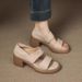 Soft Leather Version~ 6cm Super Soft Leather Soft Sole One Word With Fish Mouth Sandals Women's Summer Wear Thick Heel High Heel Roman Shoes_vogvips.com