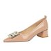 1235-K58 Korean Fashion Banquet Women's Shoes Thick Middle Heel Lacquered Leather Shallow Mouth Small Pointed Square_vogvips.com