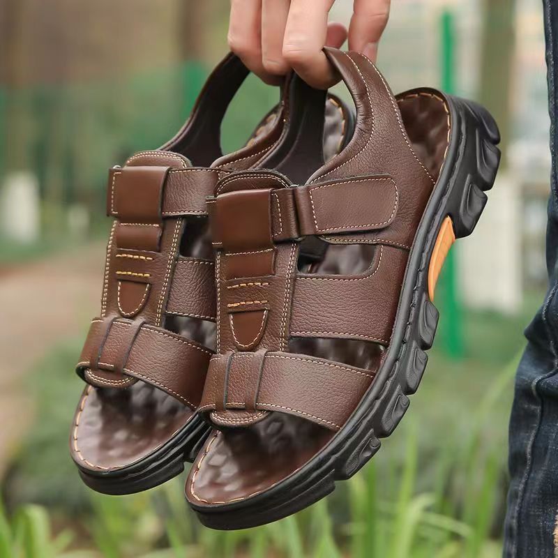 2025 Summer New Men's Casual Sandals Wholesale Breathable Versatile Beach Shoes Thick Sole Non-Slip For Driving_vogvips.com