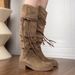 Soft Leather Version~ Wasteland Tassel Knight Thick Heel Over-the-Knee Long Slimming High Tube Boots For Women_vogvips.com