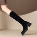 2025 Autumn Winter New Thick-Soled Long For Women, Ruched Slouch Boots, Chunky High Heels, Over-the-Knee Riding Boots_vogvips.com