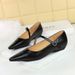 3683-12 Korean Version Flat Belt Simple Single Shoe Comfortable Slope Shallow Mouth Pointed Low Heel Versatile Hand Grip_vogvips.com