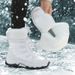 Women'S Winter Boots-Light Beige Fleece-Lined Mid-Calf Boots With Plush Faux Fur Trim, Thick TPR Sole&Lace-Up Design For Outdoor Sports,Gift For Women_vogvips.com