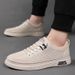 Breathable Men's Casual Sneakers - Lightweight Summer White Shoes For Men, Fashionable Slip-On Loafers With Rubber Sole_vogvips.com
