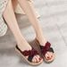 Women’s Shoes New Summer One Line Women's Slippers Rope Bottom Solid Color Fashion Trend Indoor And Outdoor Row Of Flower Slippers_vogvips.com