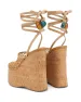 Women's Wood Grain Platform Sandals Adjustable T Strap Chunky Heel Fishnet Summer Festival Shoes Nude Black Block Heels_vogvips.com