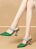 Soft Rhinestone Toe Cap Half Summer 2025 New Style French Slim Heel High-heeled Patent Leather Women's Slippers For_vogvips.com