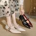 Pointed Toe Retro Women's Mid-Heel Shoes 2025 New Model Single Strap High Heels Stiletto Soft Leather French Mary Jane Women's Sho_vogvips.com