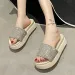 Rimocy Fashion Rhinestone Chunky Women Summer Thick Platform Wedges Slippers Woman Casual Non Slip Slide Sandals Female_vogvips.com