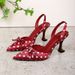 Chuyuji French-style Stiletto Polka Dot Bow Pointed Toe Shallow High-heeled Shoes, Backless Closed-toe Sandals For_vogvips.com