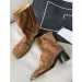 Women Ankle Boot Fahion Autumn Winter Soft Leather Split Toe Tabi Thick High Heel Chunky Shoe In Style Short_vogvips.com