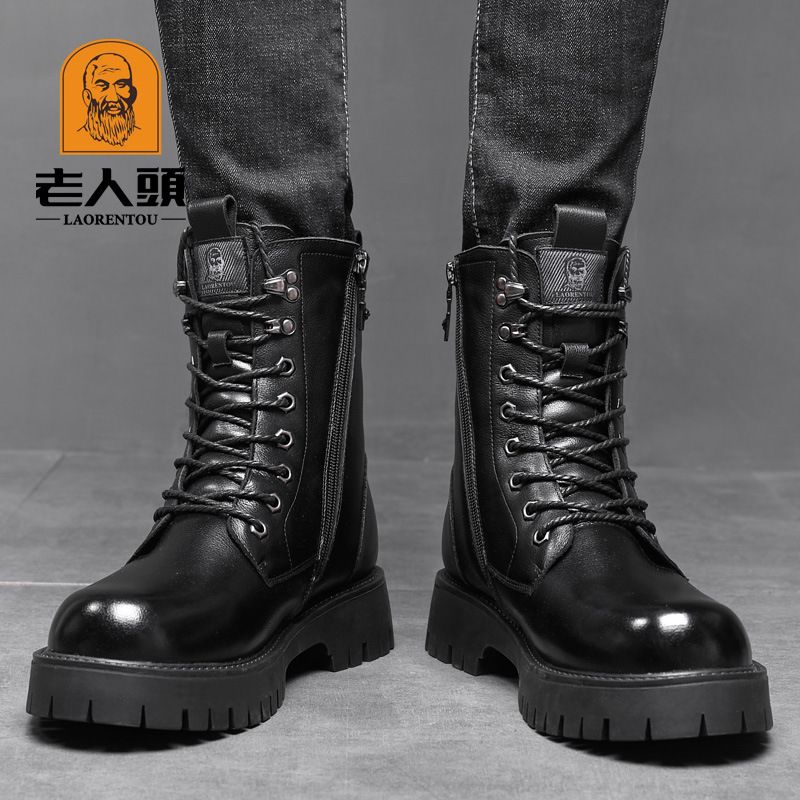 European Warm Series Old Man Head Military Hook Martin Winter Genuine Leather High Wool Warm Cotton Men Thick Sole Top Layer Cowhide Boots_vogvips.com